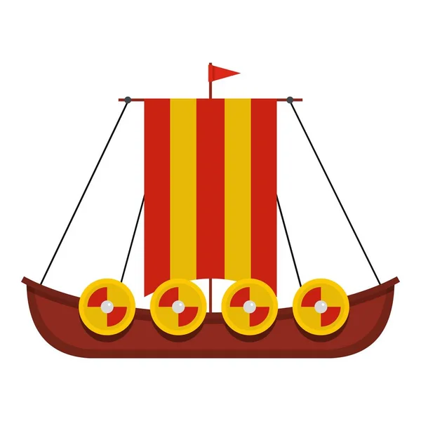Icona della nave militare, stile piatto — Vettoriale Stock