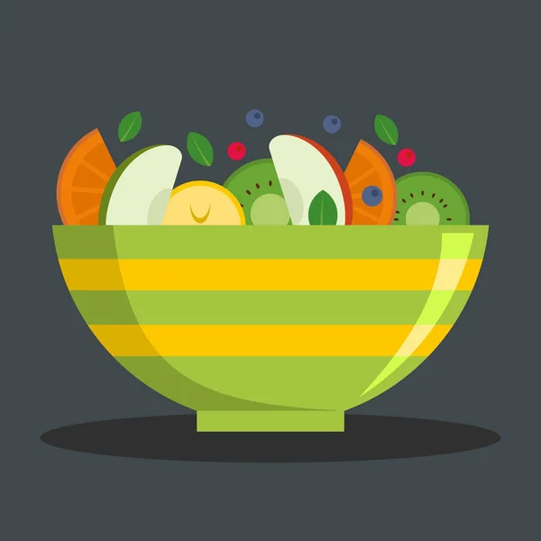 Vegetarian salad icon, flat style — Stock Vector