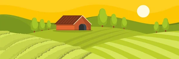Mező és a ház banner, lapos stílusú — Stock Vector