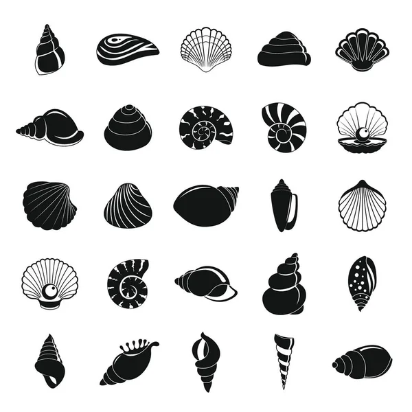 Sea shell icons set, simple style — Stock Vector