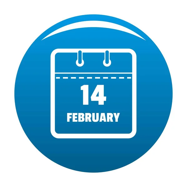 Kalender fjortonde februari ikonen blå vektor — Stock vektor
