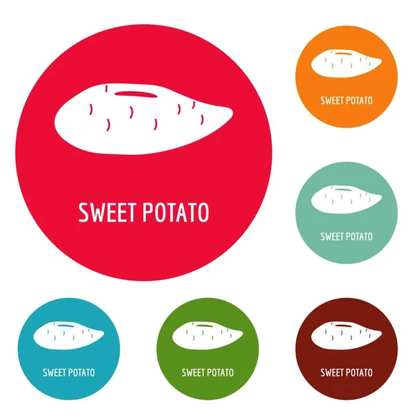 Sweet potato icons circle set vector — Stock Vector