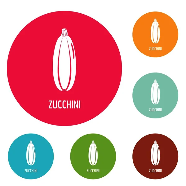 Zucchini icons circle set vector — Stock Vector