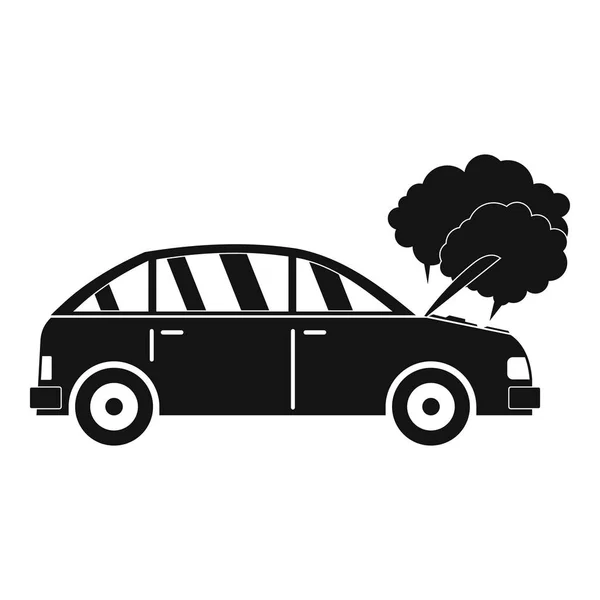 Car in smoke icon, simple style — Stock Vector