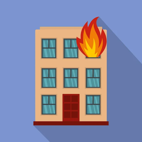 Icône de maison brûlante, style plat — Image vectorielle