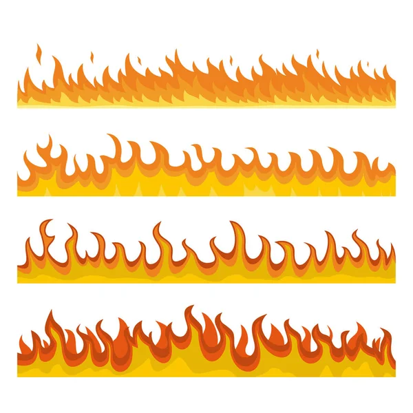 Şenlik ateşi gece yangın afiş kavram kümesi, düz stil — Stok Vektör