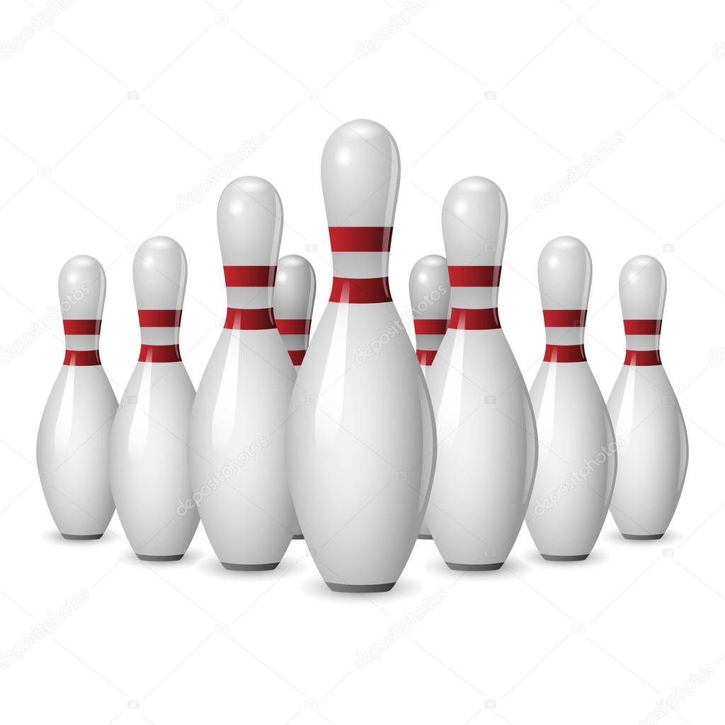 Bowling competition icon, realistic style