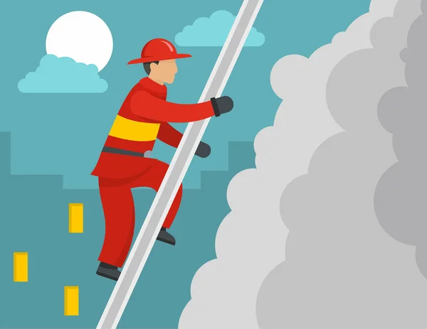 Pompier sur escalier concept, style plat — Image vectorielle
