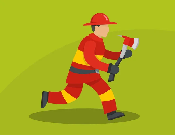 Concept de pompier en cours d'exécution, style plat — Image vectorielle