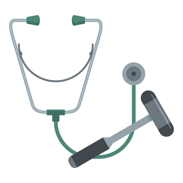 Stetoskop i młot ikona, płaski — Wektor stockowy