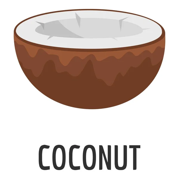 Kokosnoot pictogram, vlakke stijl — Stockvector