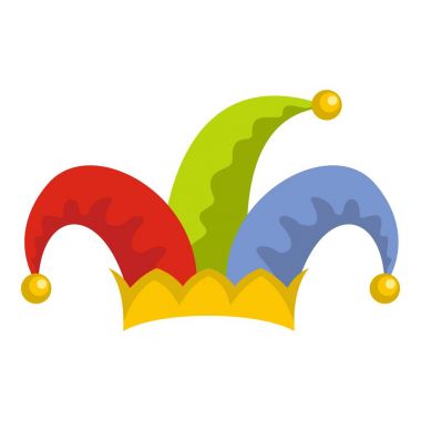Humor jester icon, flat style clipart