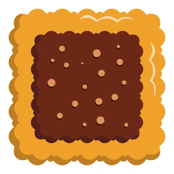 Icona quadrata con biscotto, stile piatto — Vettoriale Stock