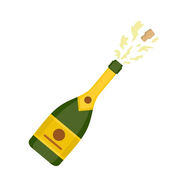 Champagner-Ikone, flacher Stil — Stockvektor
