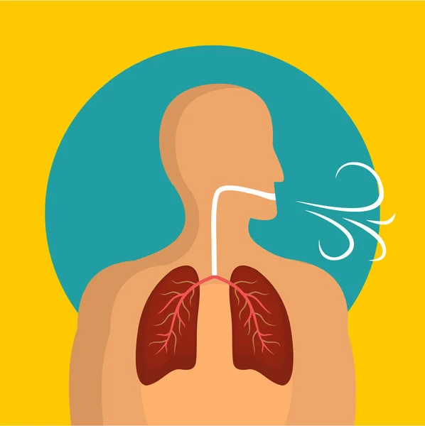 Icône poumons respirants, style plat — Image vectorielle