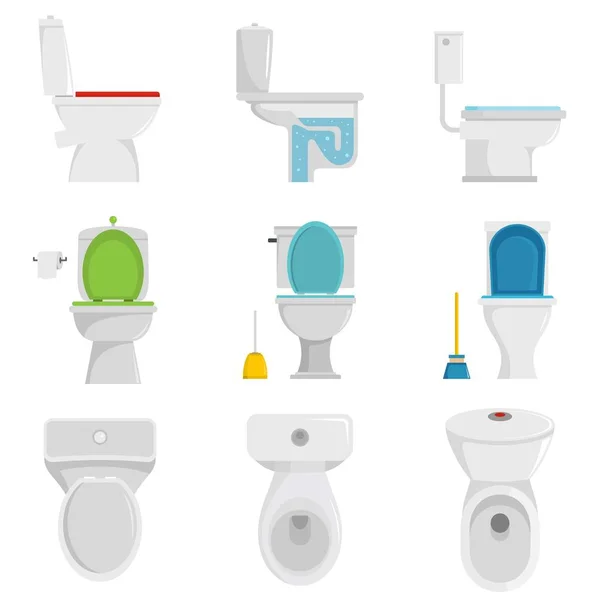 Toilet bowl icons set vector isolated — Stock Vector