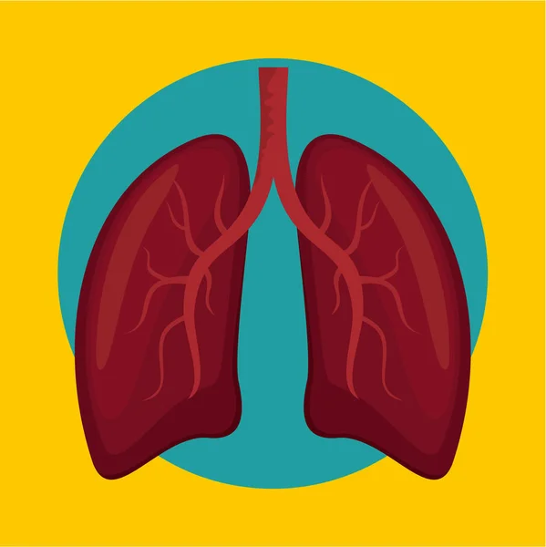 Icono de pulmones rojos, estilo plano — Vector de stock