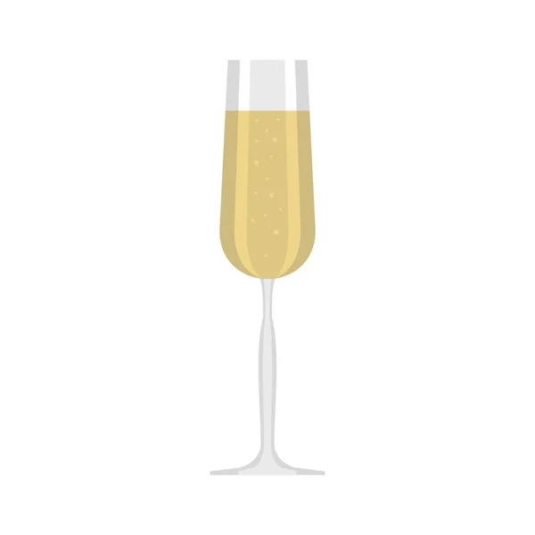 Icône en verre de champagne, style plat — Image vectorielle