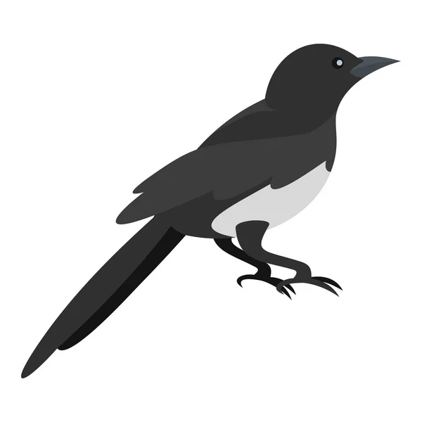 Domestic magpie icon, flat style — Stock Vector