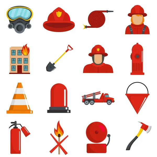 Icônes pompiers ensemble vecteur isolé — Image vectorielle