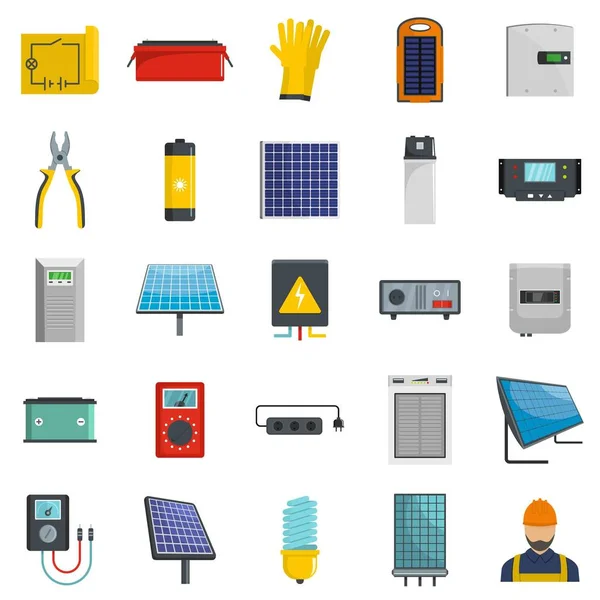 Solar energy equipment icons set vector isolated — Stock Vector