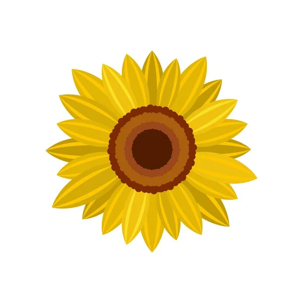 Яскрава соняшникова ікона, плоский стиль — стоковий вектор