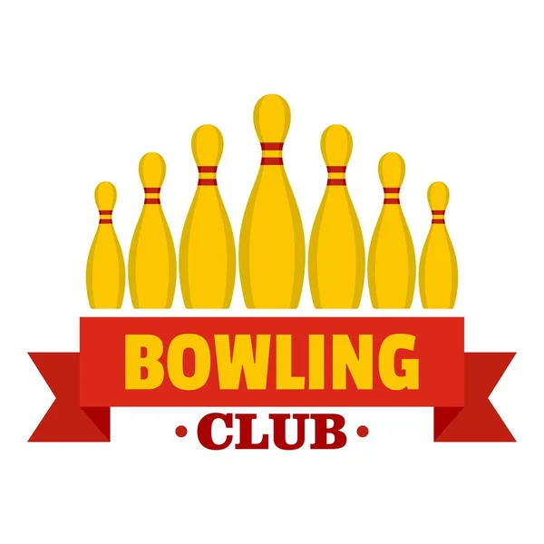 Bowlingemblem Logo, flacher Stil — Stockvektor
