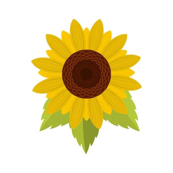 Натуральний значок соняшнику, плоский стиль — стоковий вектор