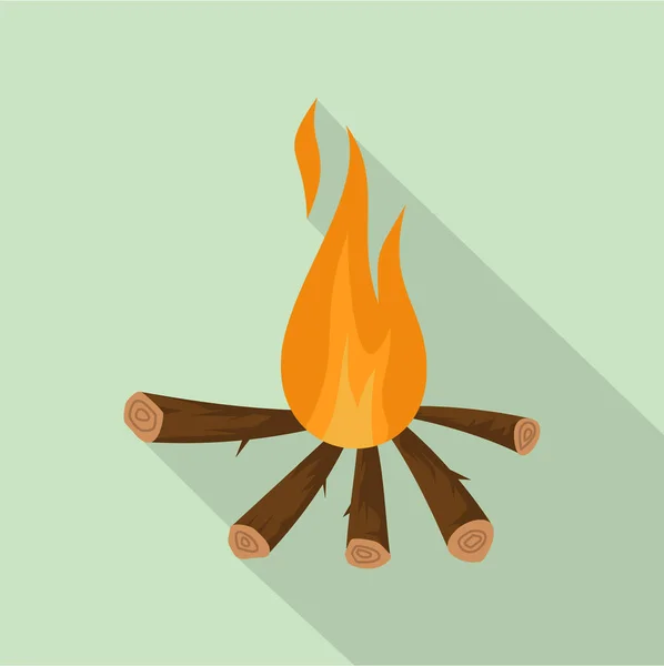 Camping fire icon, flat style