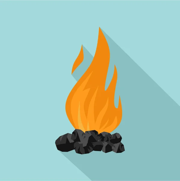 Icono de fuego de carbón, estilo plano — Vector de stock