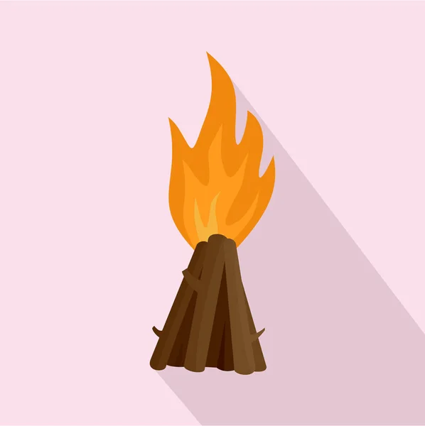 Týpí oheň ikona, plochý — Stockový vektor