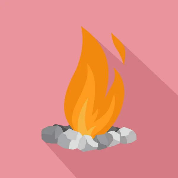 Fuego en piedras icono, estilo plano — Vector de stock