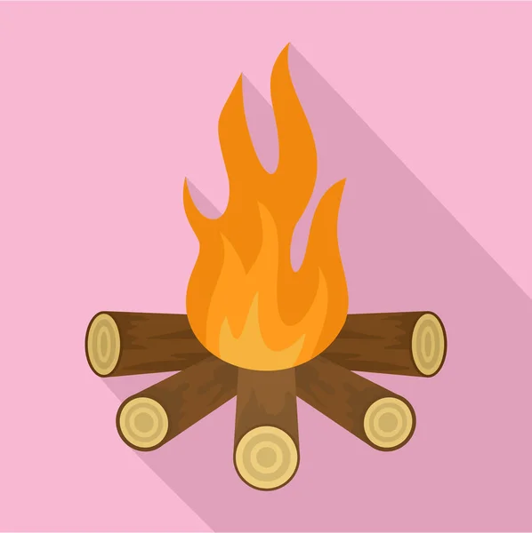 Estrella de fuego del campamento icono, de estilo plano — Vector de stock