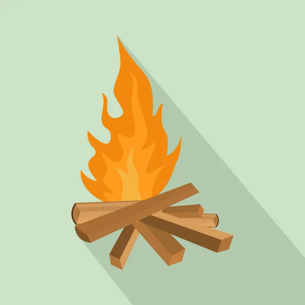 Pequeño leña icono de fuego, estilo plano — Vector de stock