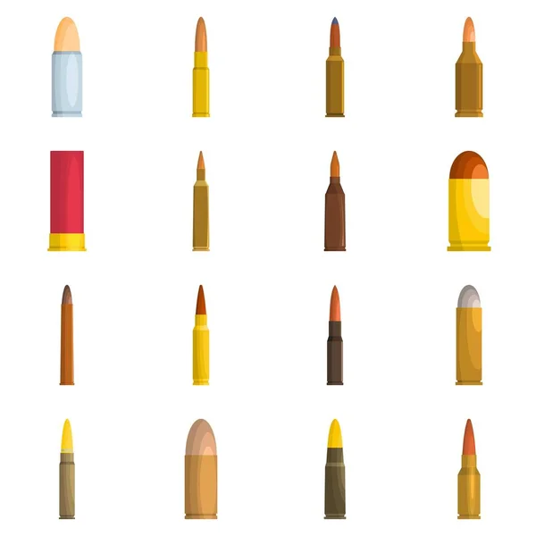 Pistola de bala ícones militares conjunto vetor isolado — Vetor de Stock