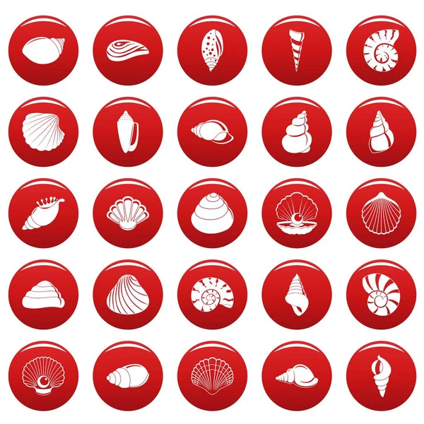 Vetor kırmızı deniz kabuğu Icons set — Stok Vektör