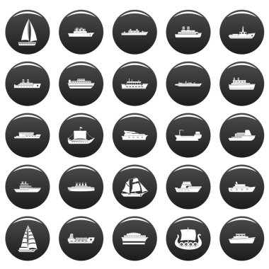 Tekne Icons vetor siyah set
