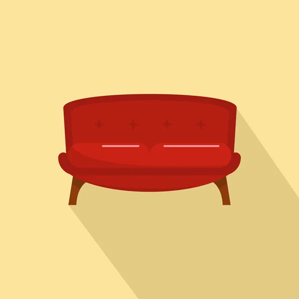 Червоний смокінг диван значок, плоский стиль — стоковий вектор