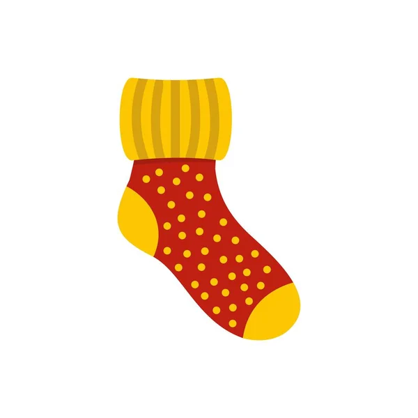Woolen sock icon, flat style — Stock Vector