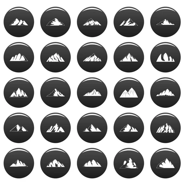 Berg-Ikonen setzen Vetor schwarz — Stockvektor
