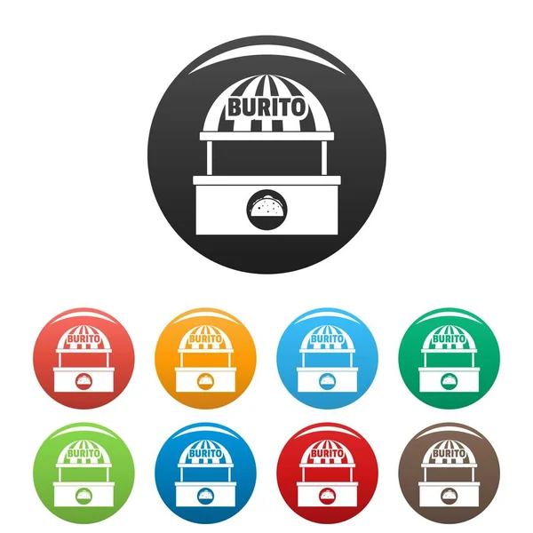 Burito sprzedaży ikony kolor wektor zestaw — Wektor stockowy