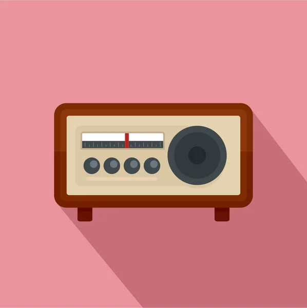 Vintage radio icon, flat style — Stock Vector
