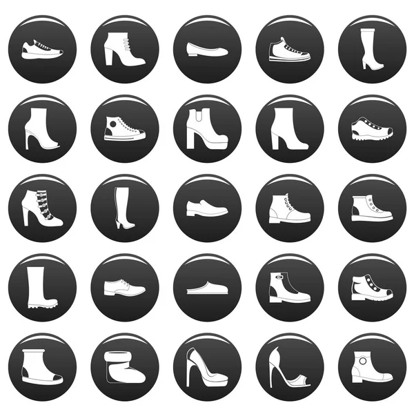 Zestaw ikon buty obuwie vetor czarny — Wektor stockowy