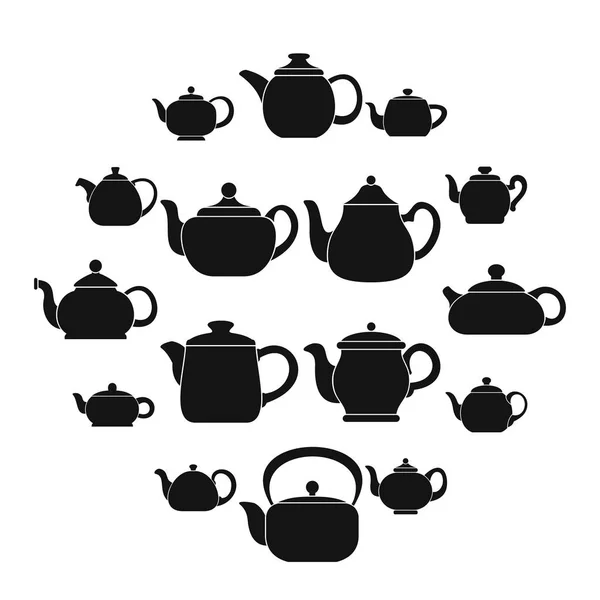 Kettle teapot icons set, simple style — Stock Vector