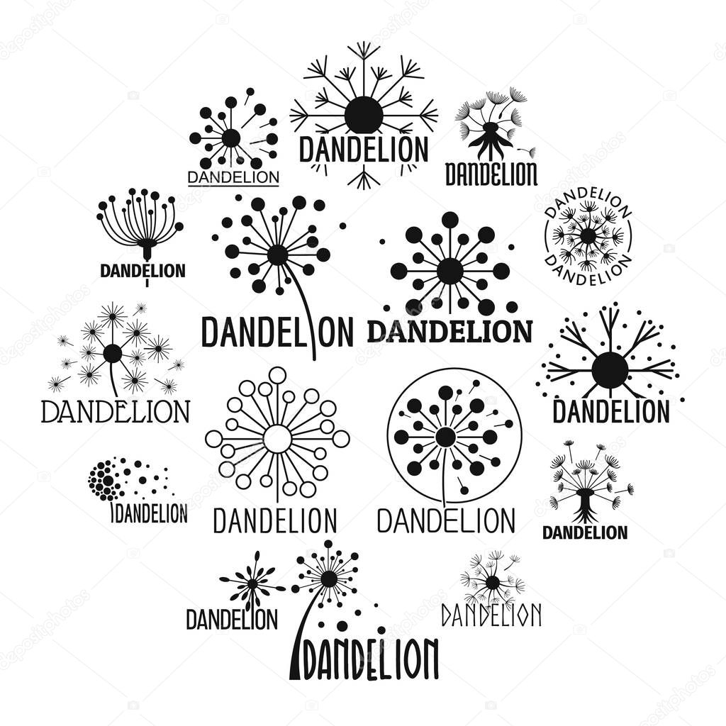 Dandelion logo icons set, simple style