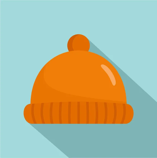 Icono de sombrero de invierno naranja, estilo plano — Vector de stock