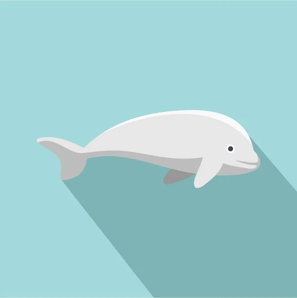 Beluga whale icon, flat style — Stock Vector