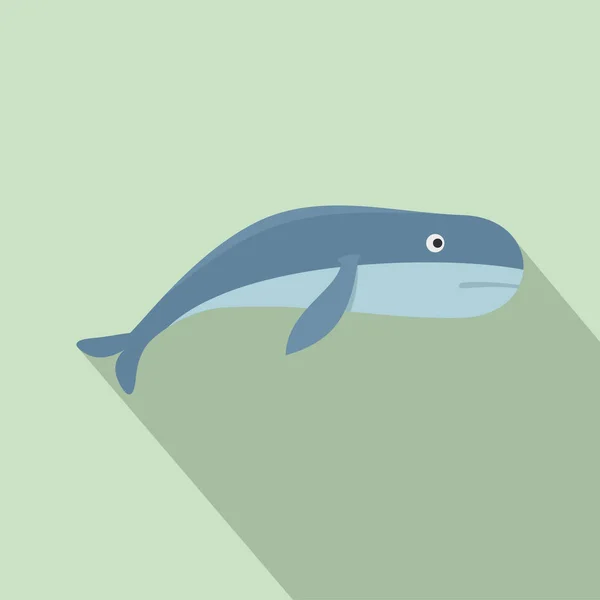 Modrá velryba ikona, plochý — Stockový vektor