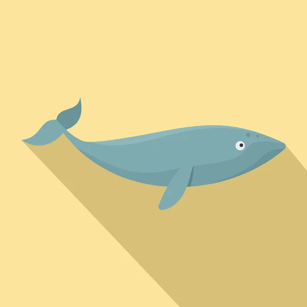 长须鲸鲸鱼图标, 扁平样式 — 图库矢量图片