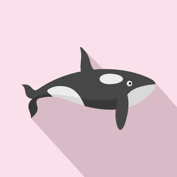 Orca whale icon, flat style — Stock Vector